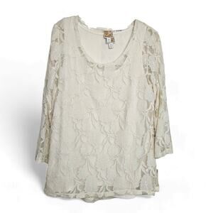 JM Collection Womens NWT VTG Ivory Lace Top Shell Tank Size PM Cottage Romantic